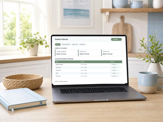 Garden Planner & Harvest Tracker Spreadsheet | Excel Google Sheets Planting Schedule | Vegetable Garden Log