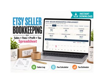 Planilha de contabilidade para vendedores do Etsy | Controle de receitas, despesas, lucros e impostos (Excel, Planilhas Google)
