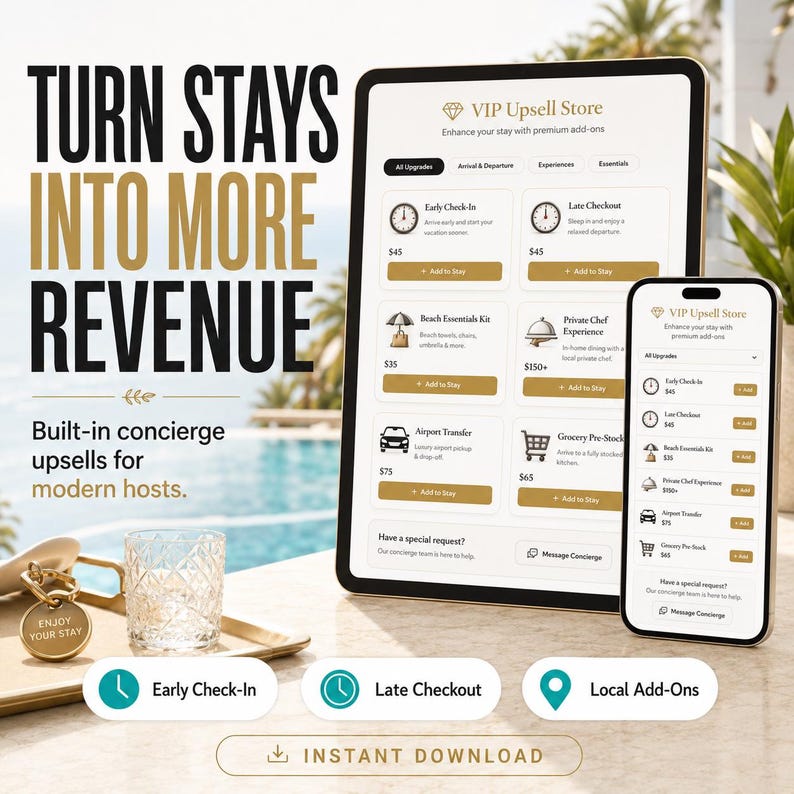 Luxury Airbnb Digital Guest Portal, STR House Manual QR Code Welcome Book, Vacation Rental Guidebook, Superhost Guest OS Upsell Hub Template image 3