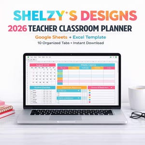 2026 Teacher Planner Spreadsheet | Google Sheets, Excel Lesson Plan Grade Book (Digital Download)
