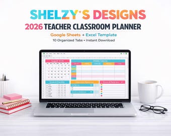 Planificador para docentes 2026 / Hojas de cálculo de Google, Libro de calificaciones para planes de lecciones en Excel (Descarga digital)