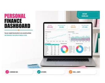 Personal Finance Dashboard Google Sheets | Net Worth, Debt, Investment Tracker (Spreadsheet)