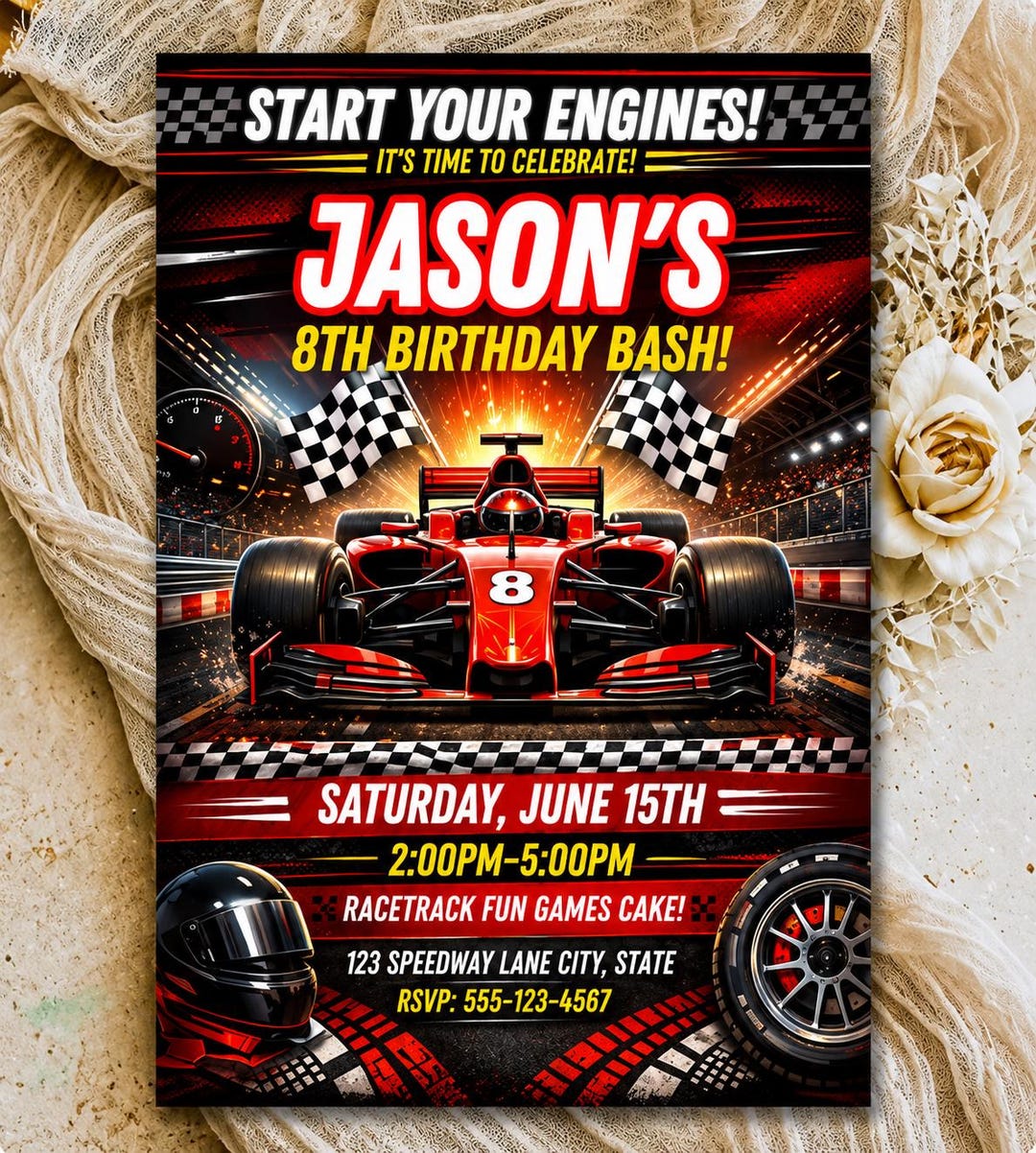 Invitations In Racing Example Race Car Birthday Invitation Template, Racing Party Invite, Fast Car ...