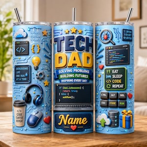 Personalized Dad Tumbler 20oz, Tech Software Engineer Father’s Day Gift, Programmer Dad Cup