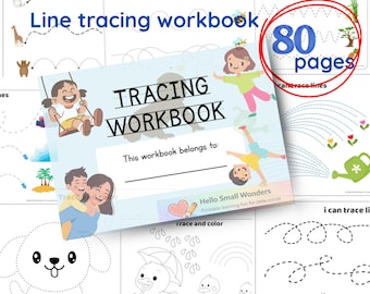 80 Tracing Worksheets, Preschool Workbook, Fine Motor Skills, Line practice, Toddler Activity, Early Learning, Homeschool PDF, Kindergarten