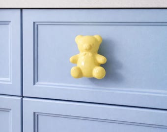 Teddy Bear Ceramic Knob | Kids Room Drawer Pull | Nursery Decor