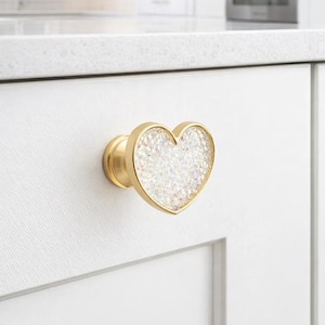 Heart-shaped diamond drawer handle | Modern minimalist golden cabinet handle | handle suitable for wardrobes and furniture doors