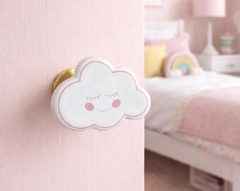Messing Keramik Wolke Schubladenknauf | Luxus niedlicher Wolkenschrank Griff für Kinderzimmer | Griff für Kinderzimmer | Keramik Keramik Knauf
