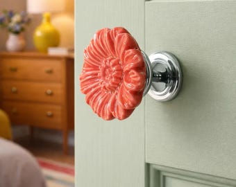 Pomello in ceramica a forma di margherita - Pomello per cassetto floreale, arredamento in stile rustico