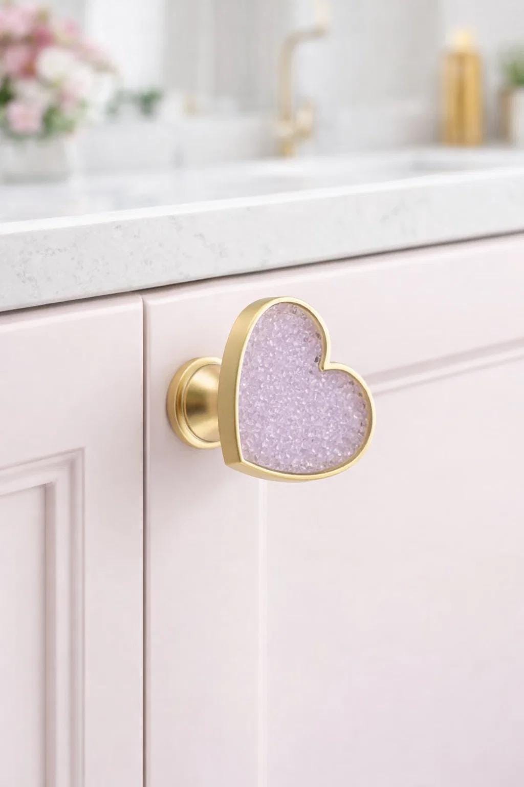 Heart-shaped Diamond Drawer Handle | Modern Minimalist Golden Cabinet ...