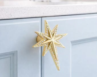 Gałka do szafki Crystal Star | Uchwyt do szuflady z kryształkami, Celestial Decor