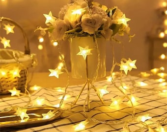 Luci a LED a forma di stella per esterni, ghirlanda di lampadine fatate per feste, matrimoni, decorazioni per la casa e il giardino, luci per compleanni e celebrazioni