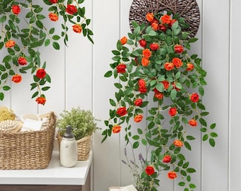 80cm Artificial Rose Vine, Faux Green Plant for Wall Hanging, Wedding, Home,  Living Room Decor, Decorative Flower Vine, Dried Flowers,