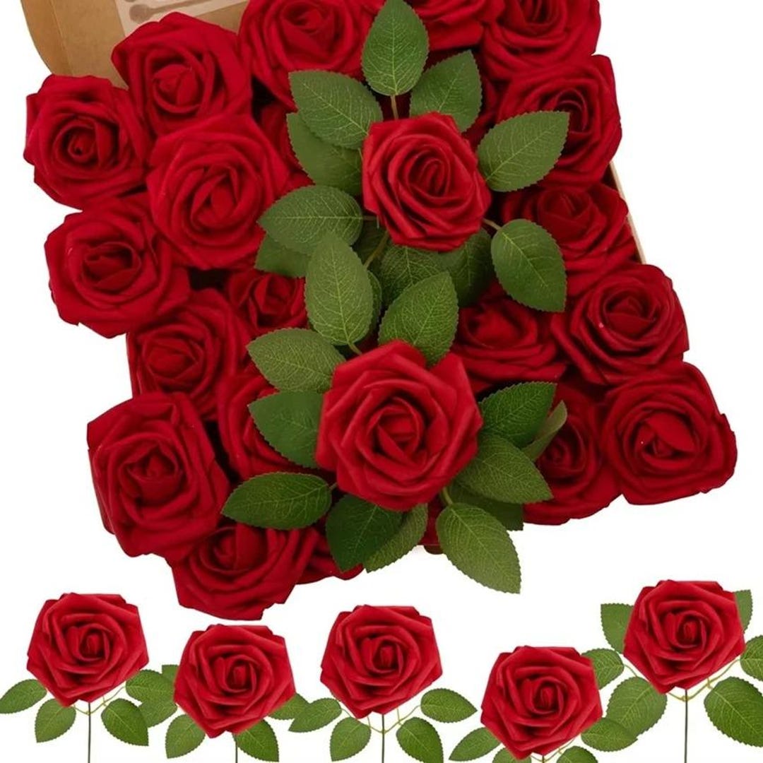 PE Foam Artificial Rose Flower Wedding Bride Bouquet Garland for Home ...