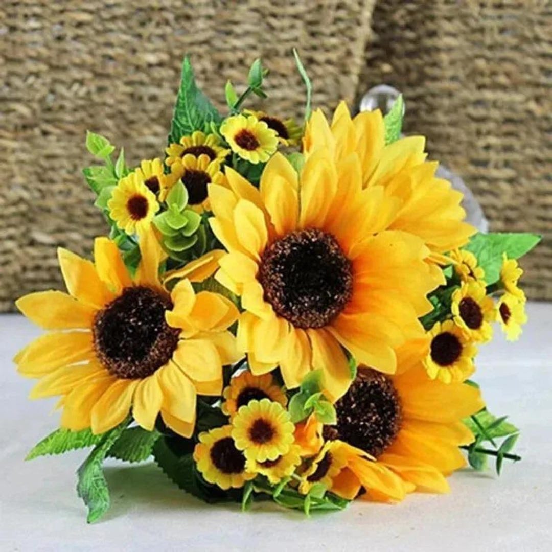 Artificial Sunflower Silk Flowers Bouquet for Wedding Photography Home ...