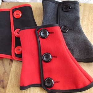 BLACK FRIDAY SALE Women boot Wool short spats one size red grey or black gaiters men spat image 4