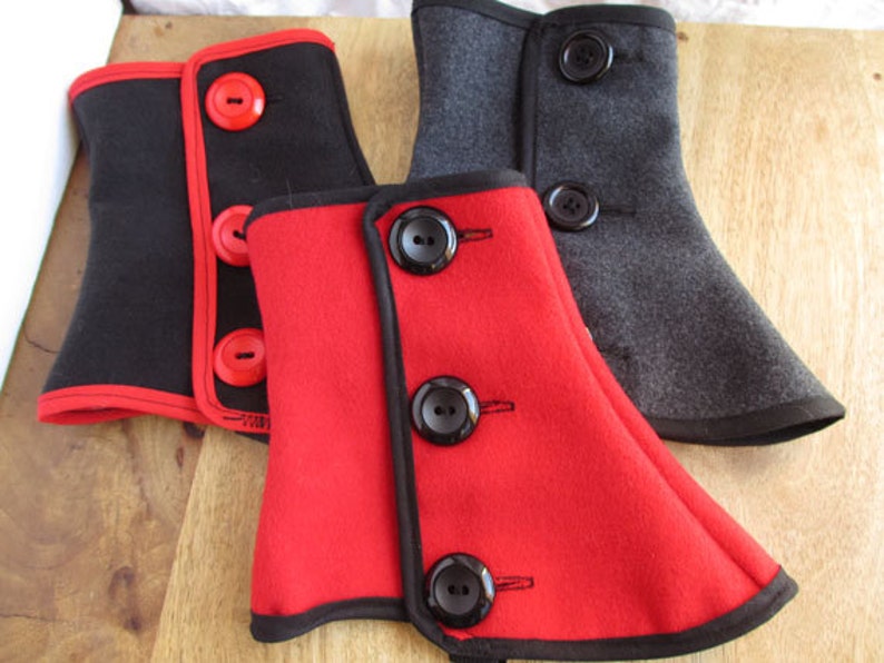 BLACK FRIDAY SALE Women boot Wool short spats one size red grey or black gaiters men spat image 4