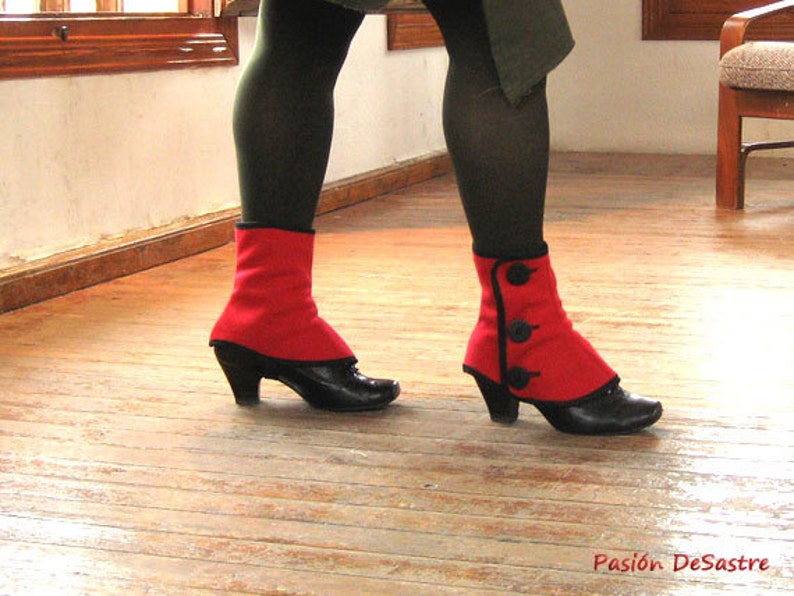 BLACK FRIDAY SALE Women boot Wool short spats one size red grey or black gaiters men spat image 3