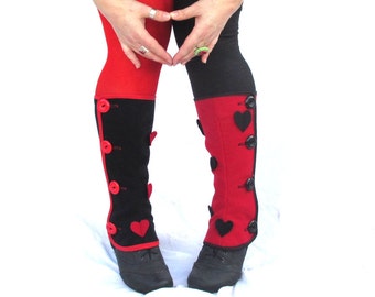 BLACK FRIDAY SALE Spats Red Queen of hearts Love Alice in Wonderland's Gaiters