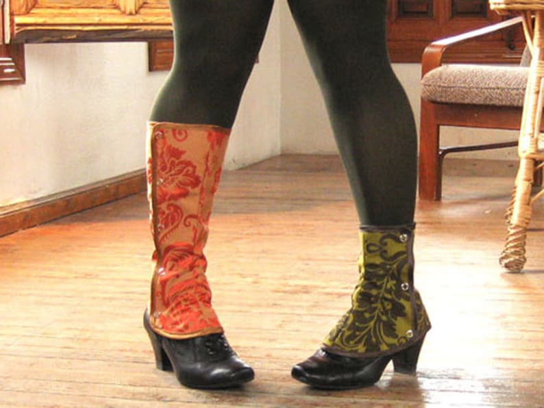 Brocade spats, steampunk brocade spats, victorian brocade spats, short spats for women, spats shoes, boot gaiters women, boot accessories