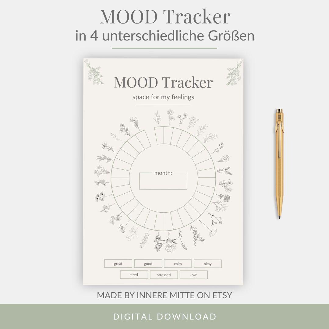 Mood Tracker Printable Floral | Monthly Mood Tracker PDF | Mental ...
