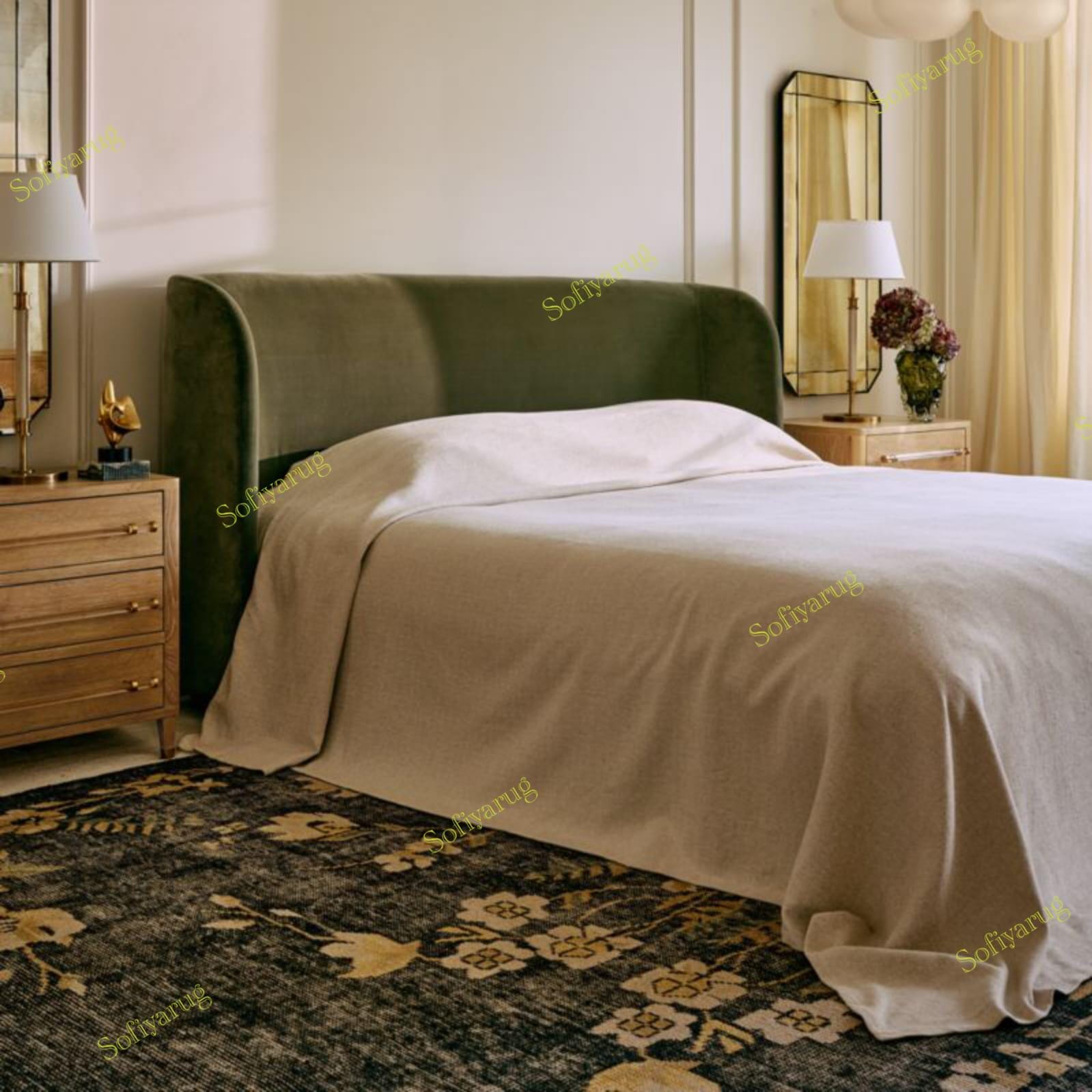 Lavish Hand Knotted Black Floral New Zealand Wool Area Rug – Elegant ...