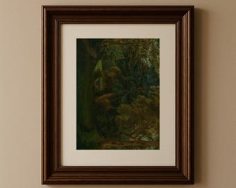 Hidden Garden Landscape Art Print | Moody Forest Wall Decor (Digital Download)