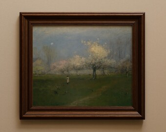 Vintage Orchard Landscape Oil Painting by George Inness (Digital Download)