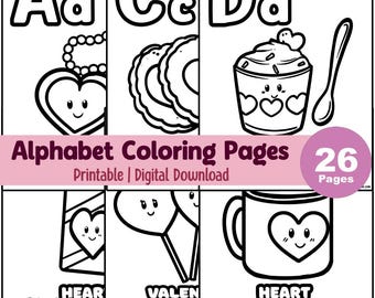 ABC Alphabet, Valentine JUMBO Coloring Pages for Toddlers, Educational Activity