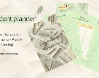 Student Planner Printable PDF | Weekly Student Planner | Class Schedule | Assignment Tracker | School Planner | Study Organizer