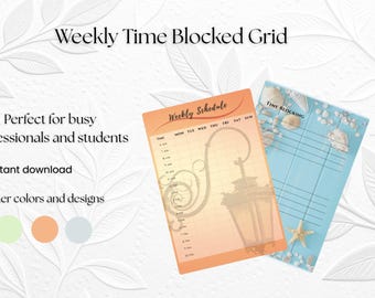 Weekly Time Block Schedule Printable PDF in Pastel Orange
