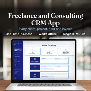 Freelance CRM & Client Tracker App | Invoices, Time Log, Project Pipeline | Offline, No Subscription