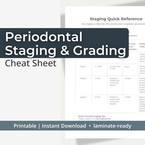 Periodontal Staging Grading Cheat Sheet | Dental Hygiene Quick Reference (PDF Download)