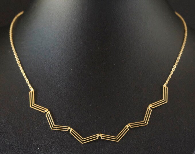 Collier Artisanal Perles Dogon Anciennes - Perles Bleues à Chevrons Et Perles De Troc - Longueur 54 Cm - Neuf