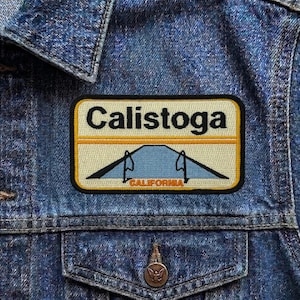 Vintage Calistoga California Patch, Retro Hot Springs Travel Souvenir Embroidered Iron On Badge, Napa Valley Applique for Jackets & Bags