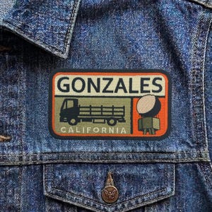 Vintage Gonzales California Patch, Retro Truck Agriculture Travel Souvenir Embroidered Iron On Badge, NorCal Applique for Jackets & Bags