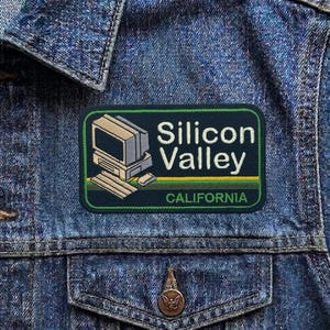 Vintage Silicon Valley California Patch, Retro Computer Tech Travel Souvenir Embroidered Iron On Badge, NorCal Geek Applique for Jackets