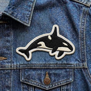 Orca Killer Whale Embroidered Patch - Iron On Applique, Marine Life Animal Emblem for Jackets & Backpacks, Ocean Lover Gift