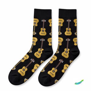 Leuke sokken met gitaarprint – Music Lover Crew Socks, cadeau voor gitaristen