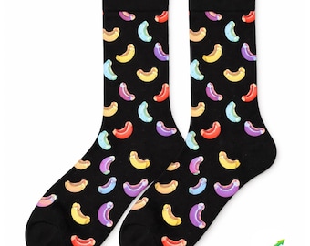 Rainbow Banana Fun Socks – Colourful Fruit Crew Socks, Funny Gift for Food Lovers