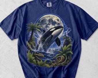Vintage Orca-skjorta, förhistorisk späckhuggare-t-shirt, retro 90-talsgrafik-t-shirt, dinosaurieskalle-naturtopp, estetisk mångåva, vintage-t-shirt
