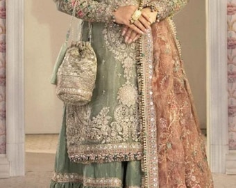 Traditional woman Pakistani dress made on custom order