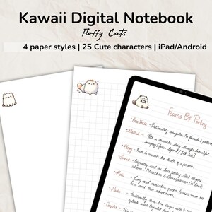 Kawaii Digital notebook bundle | Dotted, Checked, Ruled and Blank journal pages for Noteshelf, Notability,Goodnotes (iPad/Android)