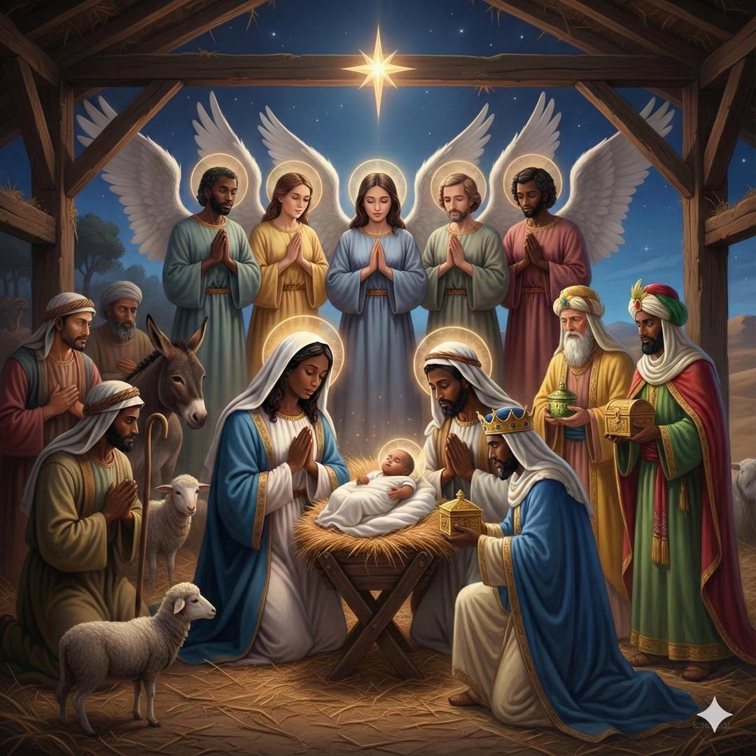 Nativity Scene With Angels, Shepherds, and Magi - Etsy