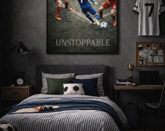 Cristiano Ronaldo Poster, Cristiano Ronaldo Poster, unaufhaltsamer Cristiano Ronaldo gegen Galatasaray, Reproduktion, Holzschnitt