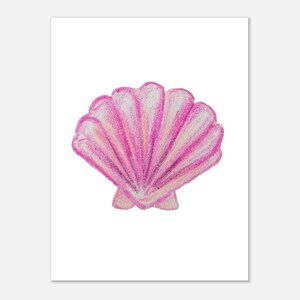 Verspielte Muschel-Buntstiftkunst – Kunstdruck, Poster auf mattem Papier