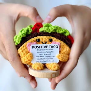 Positive Crochet Taco Gifts for Friends, Coworkers, Decor Basket Support Stocking Stuffers Emotional Inspiration Soft Handmade Comfortable