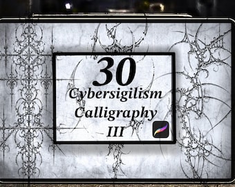 30 pinceles de tatuajes de cibersignalismo para Procreate: paquete de sellos de arte lineal ornamental gótico oscuro