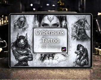 Pinceles de tatuajes ciberpunk