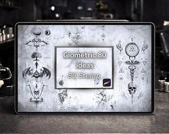 Pinceles de símbolos sagrados geométricos para Procreate, ideales para diseños de tatuajes.
